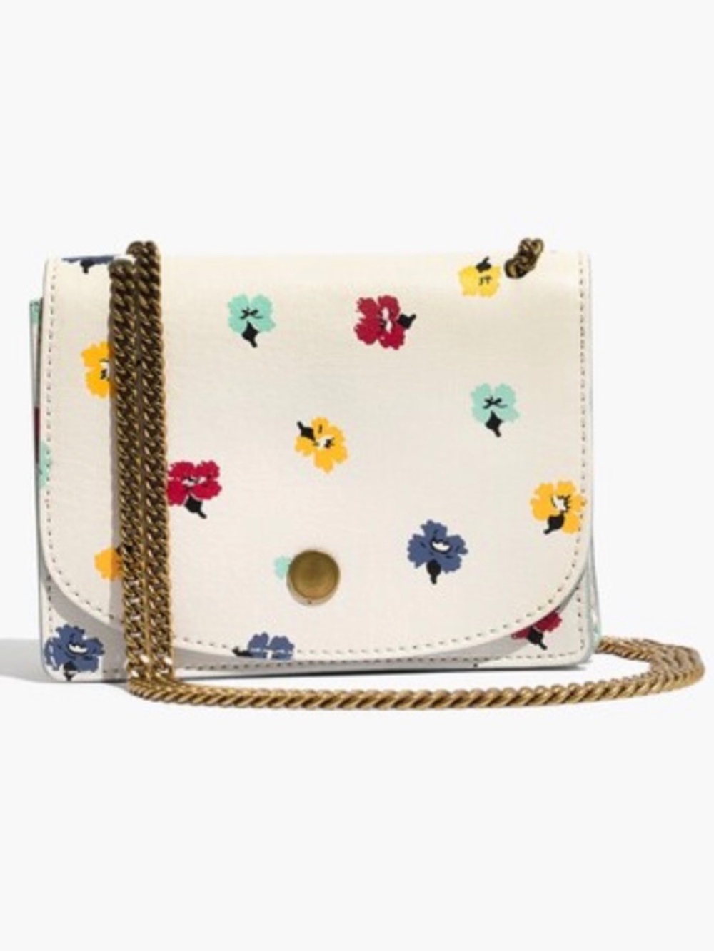 Madewell Chain Leather Crossbody Bag Confetti Floral